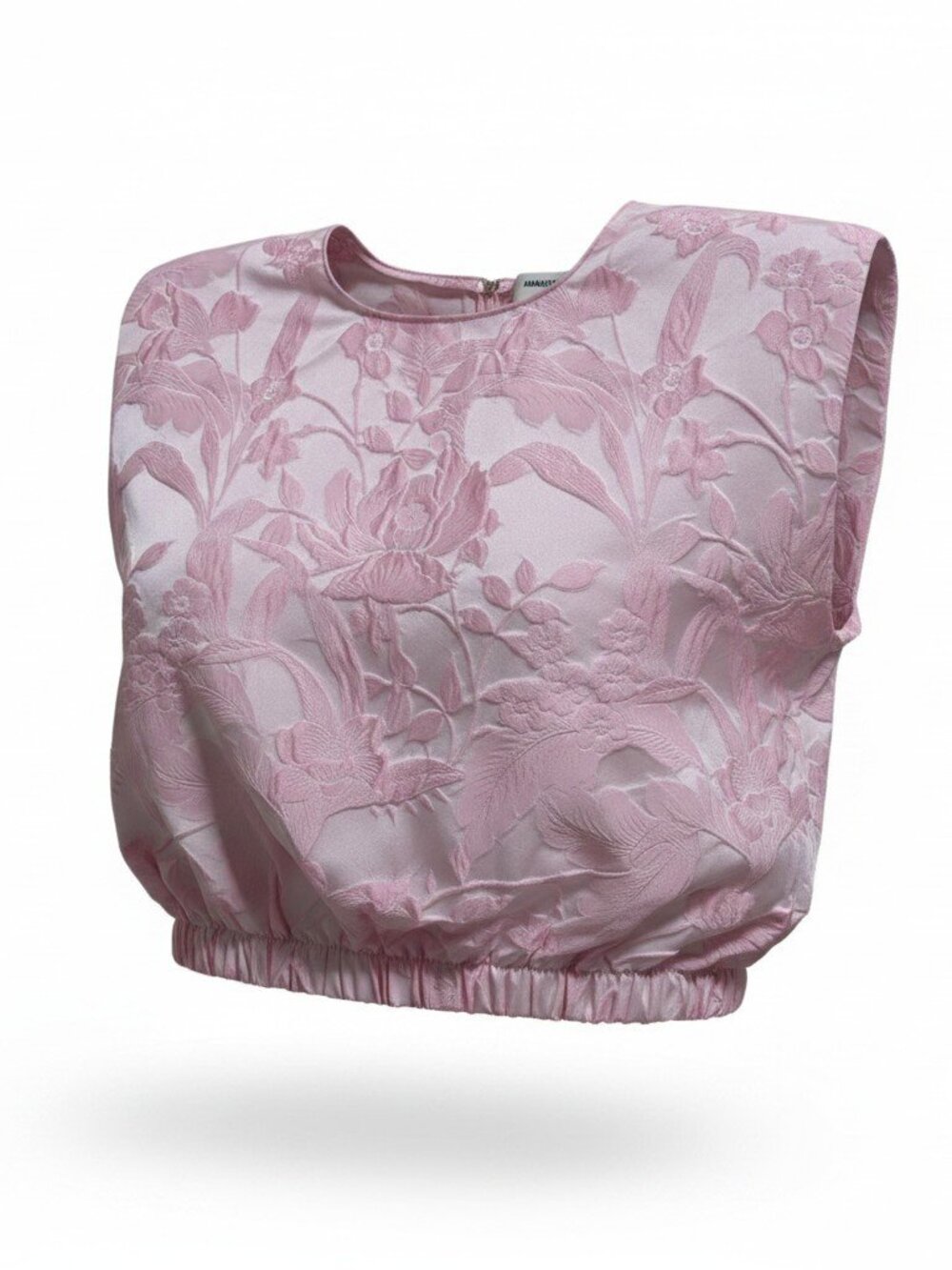 Amanda Uprichard Pink Jacquard Crop Top Size S Padded Shoulder — EUC